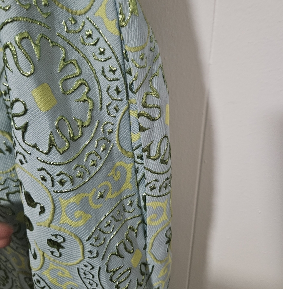 Nwt Teri Jon by Rickie Freeman Metallic Jacquard Shirtdress - Picture 3 of 7